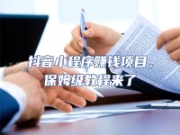 抖音小程序賺錢項(xiàng)目，保姆級(jí)教程來(lái)了